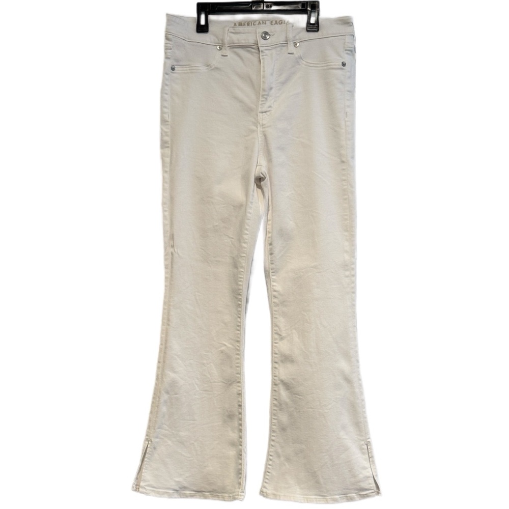 American Eagle ⭐️ VGUC Super Hi-Rise Flare Stretch Jean Size 8 Short White